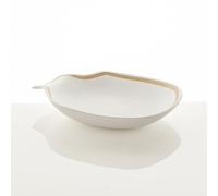 Wink Design - Centro de Mesa/vaciabolsillos Linea Gold - Centro de Mesa/vaciabolsillos de cerámica - Color Blanco Acabado Mate - Detalles en Color Dorado - 31 x 35 x 6,5 cm