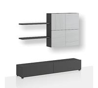 Wink Design Salón de Pared, Los Paneles ecológicos de Madera, melamina, Gris Grafito Mármol Blanco, H194 x 200 x 39,5 cm