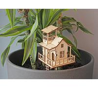 Winkee - Do it yourself Mini Blumentopfbaumhaus - La casa de árbol para construir uno mismo I Decoración ideal para flores I Casa de árbol interior para maceta I Se monta en 5 minutos