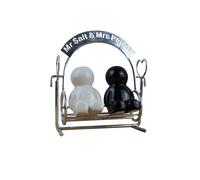 Winkee - Mr. Salt & Mrs Pepper Swing White / Black Salt and Pepper Shaker, 13