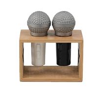 Winkee Rocks - Micrófono Salt & Pepper Shaker | El fantástico dispensador de especias en aspecto de micrófono | Salero y pimentero de cerámica | Decoración para cocina | Regalo para Navidad