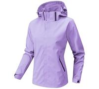 WINKEEY Chaqueta Mujer Múltiples Bolsillos Sombrero Extraíble Chaqueta Impermeable Mujer Colores Sólidos Cómodas Duraderas Deportiva Outdoor Chubasquero Mujers,Morado XL