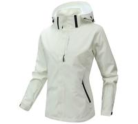 WINKEEY Chaqueta Mujer Múltiples Bolsillos Sombrero Extraíble Chaqueta Impermeable Mujer Colores Sólidos Cómodas Duraderas Deportiva Outdoor Chubasquero Mujers,Blanco M