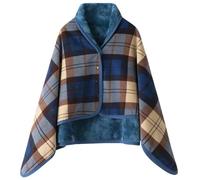 WINKEEY Manta con Capucha de Invierno Frazada Forro Polar, Suave, cálida, Sudadera con Capucha acogedora Manta térmica, Primero Azul