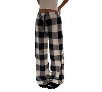 WINKEEY Mujer Pantalones de Pijama Largo Peludo Leopardo Pantalon Pijama Mujers Suaves Cómodas Partes de Abajo de Pijamas Otoño Invierno,Grisel S