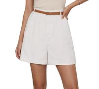 WINKEEY Pantalon Corto Mujer Cintura Elástica Pantalones Cortos Mujer Casual Básico Elegante Bermudas Mujers Verano,Blanco M