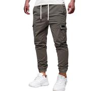WINKEEY Pantalones Hombre de Cordón Bolsillos Múltiple Pantalones Cargo Hombre Color Sólido Cómodas Duraderas Casual Jogger Hombres, Gris Oscuro XL
