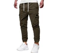WINKEEY Pantalones Hombre de Cordón Bolsillos Múltiple Pantalones Cargo Hombre Color Sólido Cómodas Duraderas Casual Jogger Hombres, Verde S