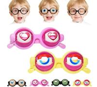 Winking Glasses- Funny Glasses with Manual Blink Action, , Big Winking Costume Eye Glasses, Moving Eyeglasses for Adults, Kids, Lightweight Novelty Glasses for Shows, Parties & Photos-Pink+yellow