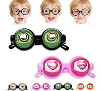 Winking Glasses- Funny Glasses with Manual Blink Action, , Big Winking Costume Eye Glasses, Moving Eyeglasses for Adults, Kids, Lightweight Novelty Glasses for Shows, Parties & Photos-Pink+Green