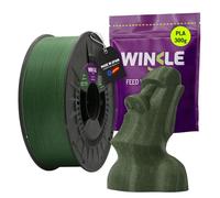 WINKLE Filamento PLA HD Glitter 1.75mm Verde 300g, Filamento Impresora 3D | Filamento PLA Verde Militar, Acabado Purpurina, Fabricado en España, Precisión Dimensional +/- 0.05mm, Bobina 300g