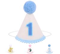 Winmany Bebé 1er Cumpleaños Sombrero Infante Primer Cumpleaños Cono Pastel Tapa Smash Party Accesorios Fotográficos Sombrero Decoración para Niñas Niños (Blanco Azul)