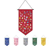 Winmany Broche para colgar en la pared, caja de almacenamiento de joyas, soporte de exhibición de lienzo con esmalte Colección de Soportes para Banners Organizador roja