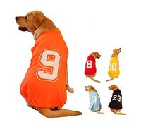 Winmany Camisa para perro con números impresos, chaleco básico de verano, camiseta transpirable para cachorros, camiseta sin mangas, ropa para perros grandes, medianos y pequeños (M, naranja)