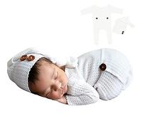 Winmany conjunto de un solo pieza para bebé recién nacido, niños y niñas, de crochet para sesión de fotos, conjuntos de fotografía tejidos, accesorios para fotografía de recién nacidos, sombreros