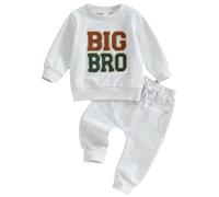 Winmany Conjuntos de ropa a juego para hermanos Big Bro sudadera y pantalón Set Lil Bro mameluco con mangas largas para niños otoño invierno primavera, 2-3 Jahre