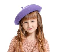 Winmany Niñas Pequeño Boina Sombrero Niños Color Sólido Francés Beret Cap Otoño Invierno Lana Artista Sombrero (FR/ES, Letras, Talla única, Morado)
