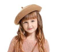 Winmany Niñas Pequeño Boina Sombrero Niños Color Sólido Francés Beret Cap Otoño Invierno Lana Artista Sombrero (FR/ES, Letras, Talla única, Khaki)