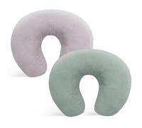 Winmany Paquete de 2 fundas de almohada de muselina de algodón suave para recién nacidos, funda de almohada de alimentación para bebés, regalos de ducha para niños y niñas (verde + gris)