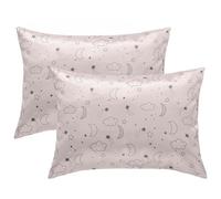 Winmany Paquete de 2 fundas de almohada de satén de seda para bebé, 49 x 36 cm, fundas de almohada suaves para niños, fundas de almohada de viaje para niños y niñas, lavables a máquina (beige nube