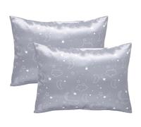 Winmany Paquete de 2 Fundas de Almohada de Satén de Seda para Bebé, 49 x 36 cm, Suaves para Niños, de Viaje, Lavables a Máquina (Nube Gris)