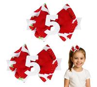 Winmany Paquete de 2 lazos para el pelo de cumpleaños para niñas pequeñas, color rosa fresa y azul, pinzas para el pelo con números brillantes para edades de 1 a 6 años, accesorios de fiesta