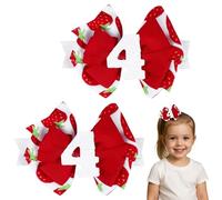 Winmany Paquete de 2 lazos para el pelo de cumpleaños para niñas pequeñas, color rosa fresa y azul, pinzas para el pelo con números brillantes para edades de 1 a 6 años, accesorios de fiesta