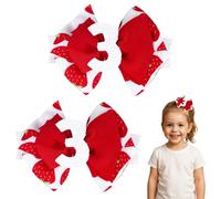 Winmany Paquete de 2 lazos para el pelo de cumpleaños para niñas pequeñas, color rosa fresa y azul, pinzas para el pelo con números brillantes para edades de 1 a 6 años, accesorios de fiesta