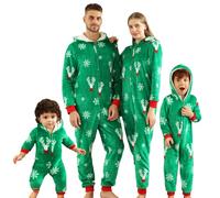 Winmany - Pijama familiar de franela de felpa con capucha y capucha de una sola pieza, ropa de dormir de forro polar grueso, Verde, 3-6 Meses