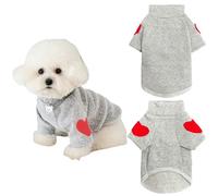 Winmany Ropa para perros pequeños y medianos, sudadera de cuello alto con parche de corazón para mascotas, gato, cachorro, primavera, otoño e invierno (gris, M)