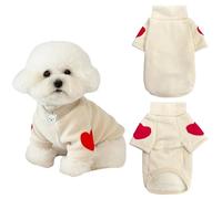 Winmany Ropa para perros pequeños y medianos, sudadera de cuello alto con parche de corazón para mascotas, gato, cachorro, primavera, otoño e invierno (beige, S)