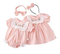 Winmany Vestidos Hermana a Juego con Cinta para el Pelo Recién Nacido Bebé Romper Manga Corta Niña Pequeña Ropa Verano