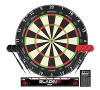 WINMAU Blade 360 Triple Core Carbon Dartboard Pack - Incluye el Dartboard Blade 360 con 2 Sets de Dardos 19g Punta de Acero (1 Set Negro y 1 Set Rojo), Tarjeta de Checkout y más