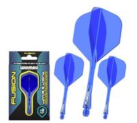 WINMAU Fusion Azure Blue Medium - Sistema de Vuelo y Eje de Dardos Integrados, 1 Juego por Paquete (3 vuelos y cañas en Total)