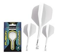 WINMAU Dardos Fusion Sistema Integrado de Vuelo y Eje - No.2 Forma y diseño - Blanco, Longitud Intermedia