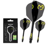 WINMAU Dardos Fusion Sistema Integrado de Vuelo y Eje - No.6 Forma y diseño - Negro y Verde, Longitud Corta