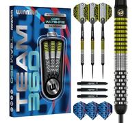 WINMAU Darts- Cori Wiltshire Team - Juego de dardos profesionales de tungsteno con punta de acero 90% de 360 - 24 g, incluye ejes Vecta (tallos de dardo), plumas de dardos extra gruesas de 100 micras
