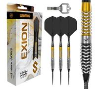 WINMAU Darts - Exion 23g Punta Acero | Profesional 90% Tungsteno | Switch Point Tech | Onyx & Oro Bariles Torpedo | 2 Puntas Intercambiables (Wave/Lisa) Cambio Rápido