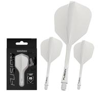 WINMAU Darts Fusion - Sistema integrado de vuelo y eje - Forma y diseño n.º 6 - Color blanco, longitud corta