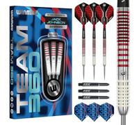 WINMAU Darts Jack Johnson Team - Juego de dardos profesionales de tungsteno con punta de acero 90% de 360 - 24 g, incluye ejes Vecta (tallos de dardo), plumas de dardos extra gruesas de 100 micras