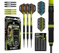 WINMAU Darts - Michael Van Gerwen - MvG Active 24g - 85% Tungsteno - Juego de Dardos Profesional con Plumas para Dardos, Varillas, Tarjeta de puntuación & Protector de Puntos