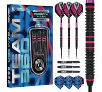 WINMAU Darts- Rebecca Allen Team - Juego de dardos profesionales de tungsteno con punta de acero 90% de 360 - 24 g, incluye ejes Vecta (tallos de dardo), plumas de dardos extra gruesas de 100 micras