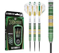 Winmau Darts Xenon - Juego de dardos de punta de acero de tungsteno profesional de 24 g, 90 % con plumas y ejes de dardos (tallos)