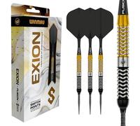 WINMAU Exion Dardos - 90% de tungsteno profesional | Juego profesional de dardos con tecnología Switch Point | Ónix & Gold cañones paralelos | 2 puntas intercambiables | Fusión corta y plumas | 22 g