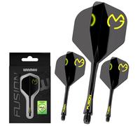 WINMAU Dardos Fusion Sistema Integrado de Vuelo y Eje - No.2 Forma y diseño - Negro y Verde, Longitud Corta