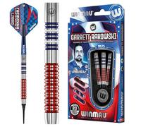 Winmau Garrett Rakowski | Peso de barril de 18 g | 20 g de peso completo | Juego de dardos de tungsteno | Punta blanda (puntas de plástico) | Vuelos de dardos | Cañas de dardos (tallos)