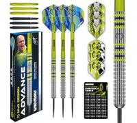 WINMAU - Michael Van Gerwen MvG Advance - 23 g, 80% tungsteno, Dardos Profesionales con Plumas y vástagos (vástagos)