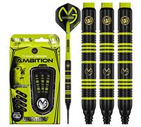 WINMAU Michael Van Gerwen MvG Ambition - Juego de Dardos Profesionales de latón con Plumas y Ejes Disponibles en Punta de Acero y Punta Blanda