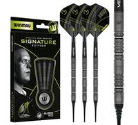 WINMAU Michael Van Gerwen MvG Signature Edition - Barril de 18 g/20 g de peso completo - 90% de tungsteno - Juego de dardos profesionales de punta suave con vuelos y cañas