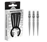 WINMAU - Puntos Switch - Punta de acero al carbono - Mecanismo de cambio rápido de rosca - 1 juego por paquete - Efecto Groove Silver 30mm - Accesorios profesionales para dardos